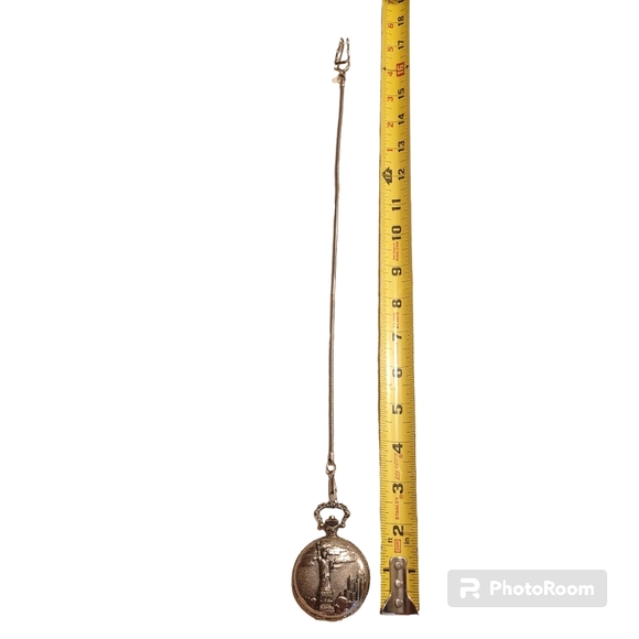 Pocket Watch, Collezio Brand Quartz Statue of Liberty Theme Silver Color EUC - Picture 8 of 8